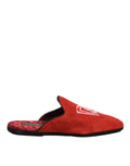 Dolce & Gabbana Rote Wildleder DG King Männer Hausschuhe Schuhe