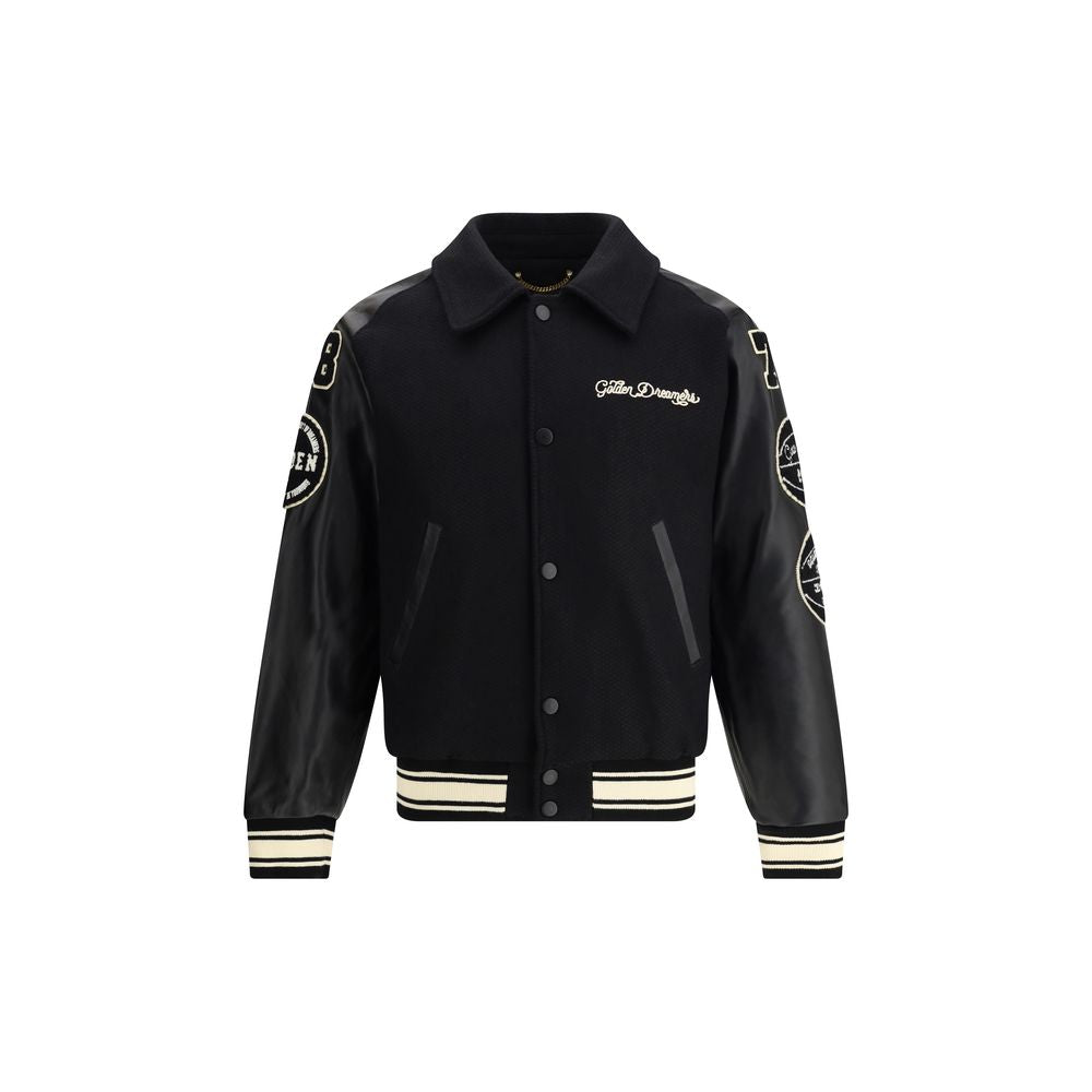 Golden Goose Black Wool Fleece Bomber Jacket