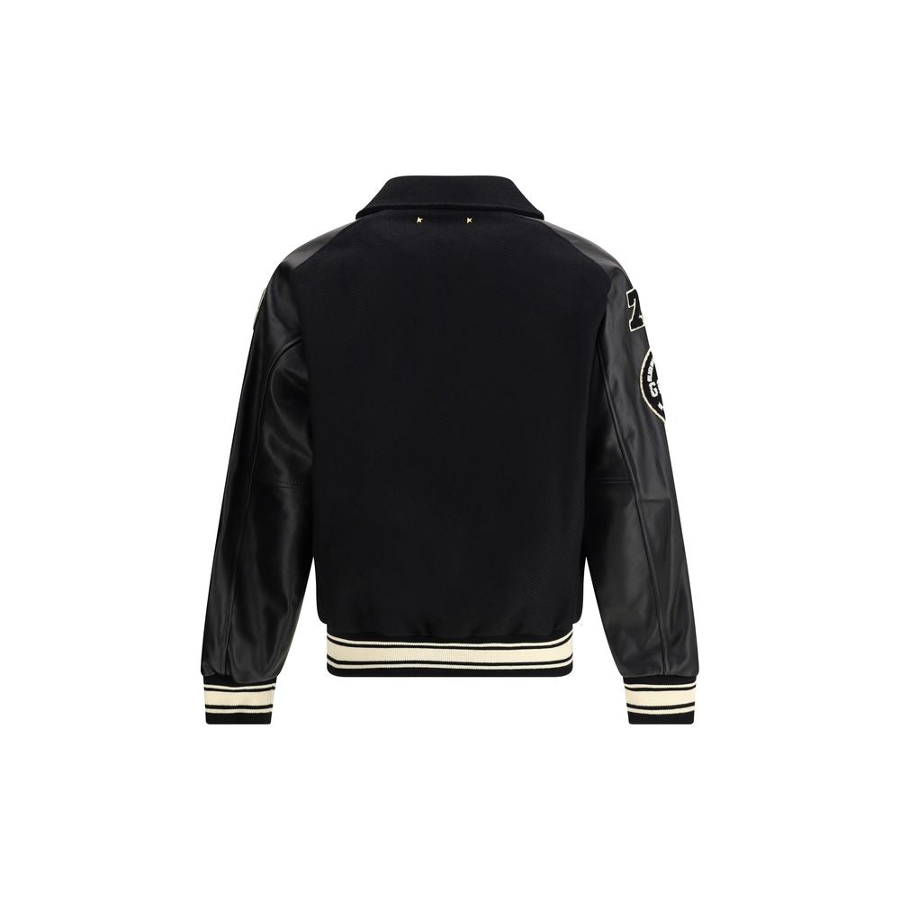 Golden Goose Black Wool Fleece Bomber Jacket