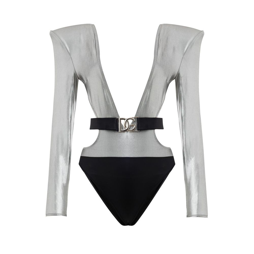 Dolce & Gabbana Grey One-Piece Viscose Swimsuit