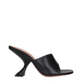 Amina Muaddi Schwarze Leder-Stiletto-Sandalen
