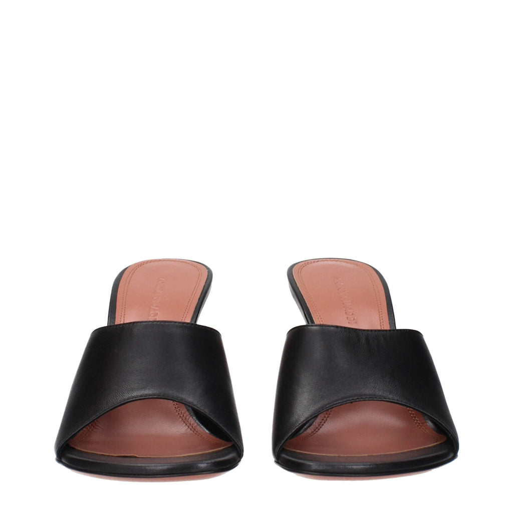 Amina Muaddi Schwarze Leder-Stiletto-Sandalen
