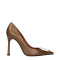 Amina Muaddi Braune Leder Pumps mit hohem Absatz