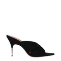 Amina Muaddi Schwarze Leder-Stiletto-Sandalen