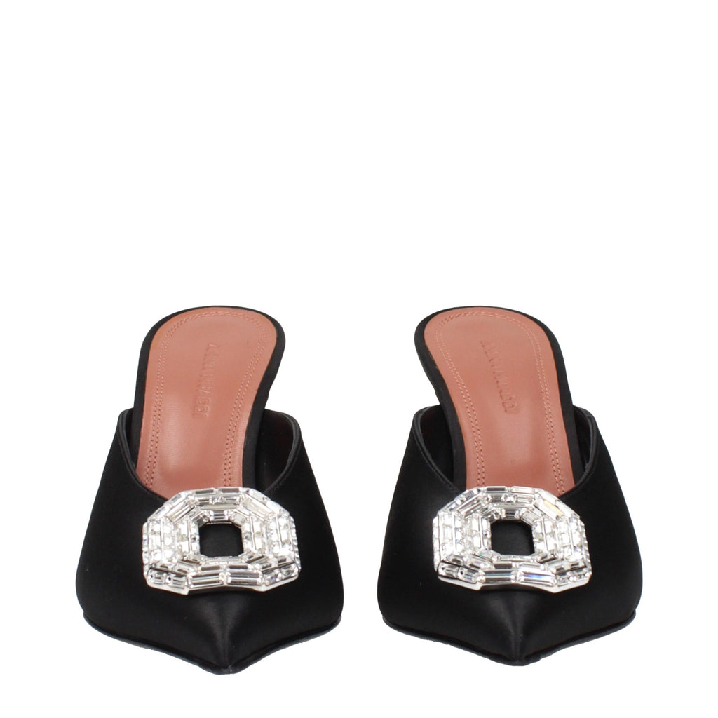 Amina Muaddi Schwarze Satin-Pumps