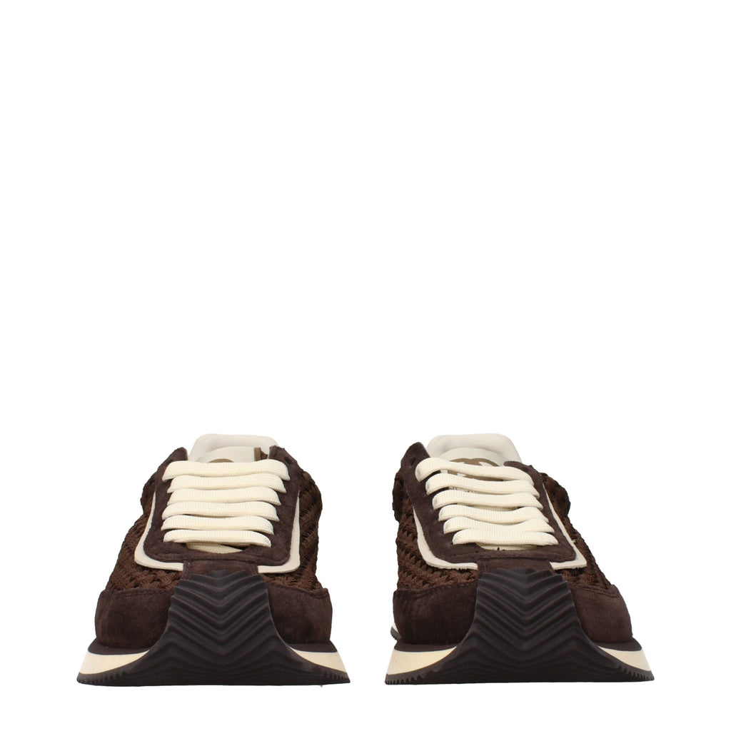 Dolce & Gabbana Braune Stoff-Sneaker mit niedrigem Schaft