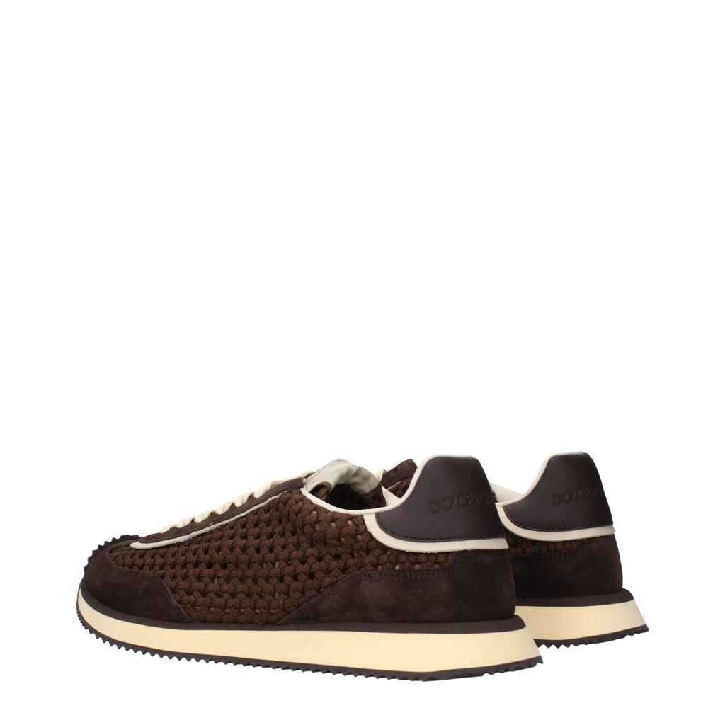 Dolce & Gabbana Braune Stoff-Sneaker mit niedrigem Schaft