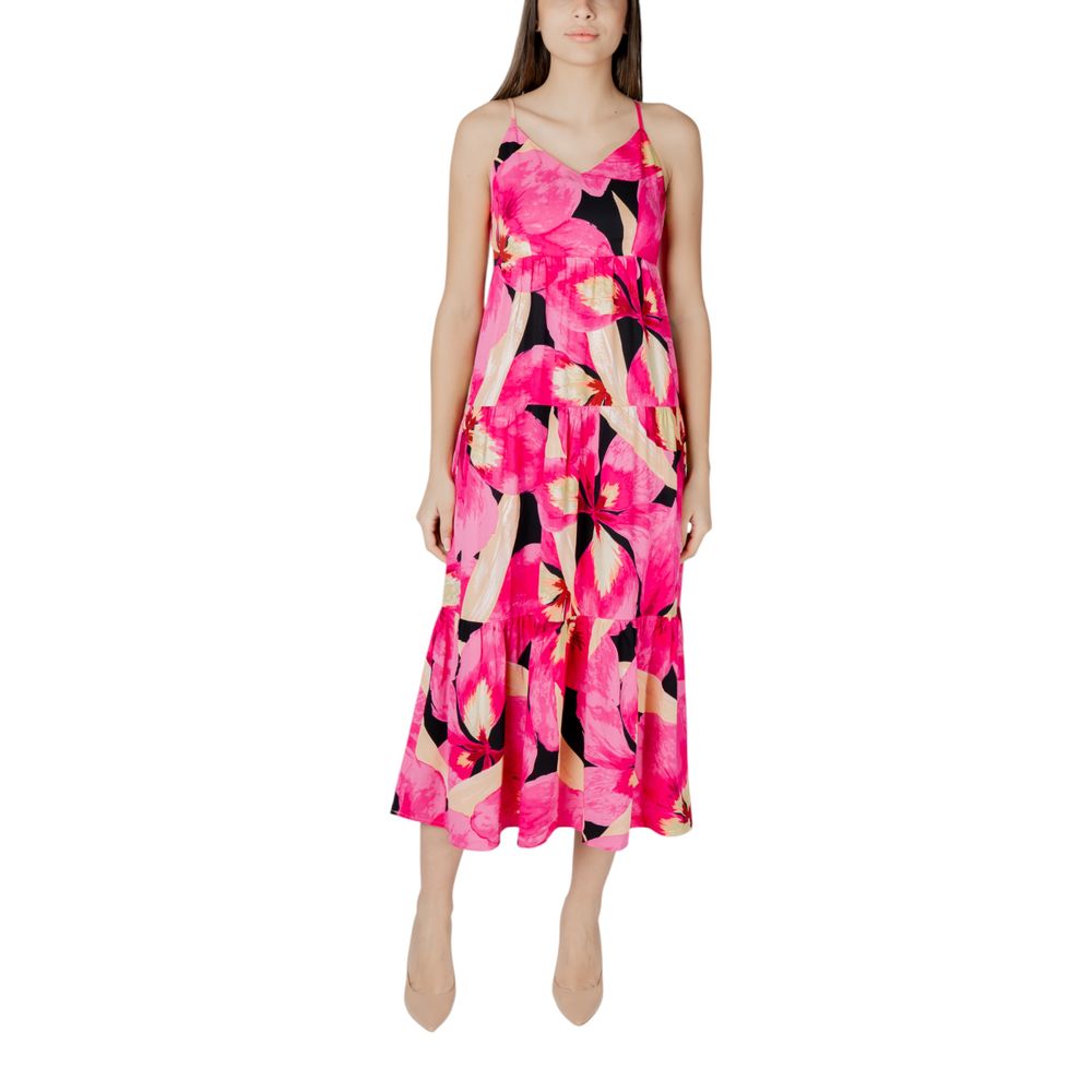 Only long viscose dress with multicolor pattern