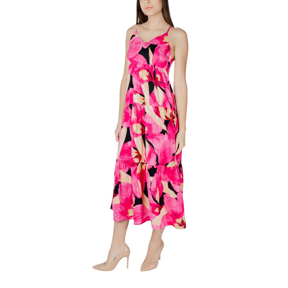 Only long viscose dress with multicolor pattern