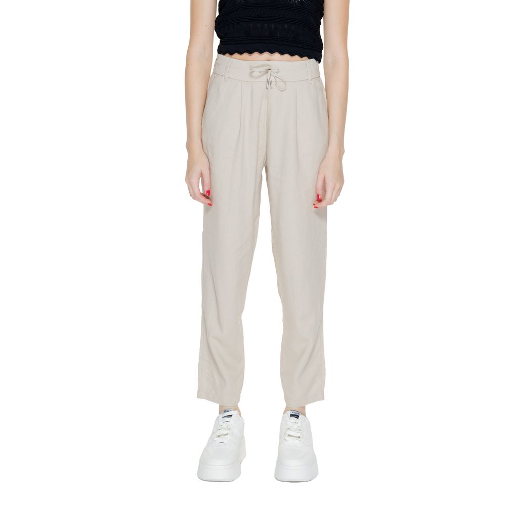 Only Beigefarbene Leinen-Freizeithose