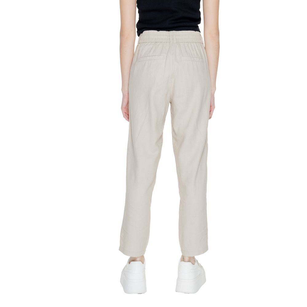 Only Beigefarbene Leinen-Freizeithose