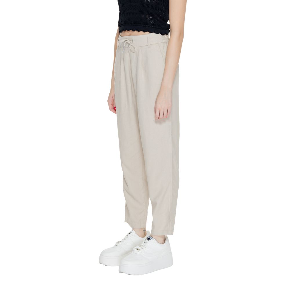 Only Beigefarbene Leinen-Freizeithose