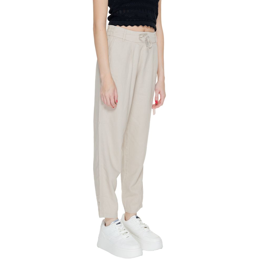 Only Beigefarbene Leinen-Freizeithose