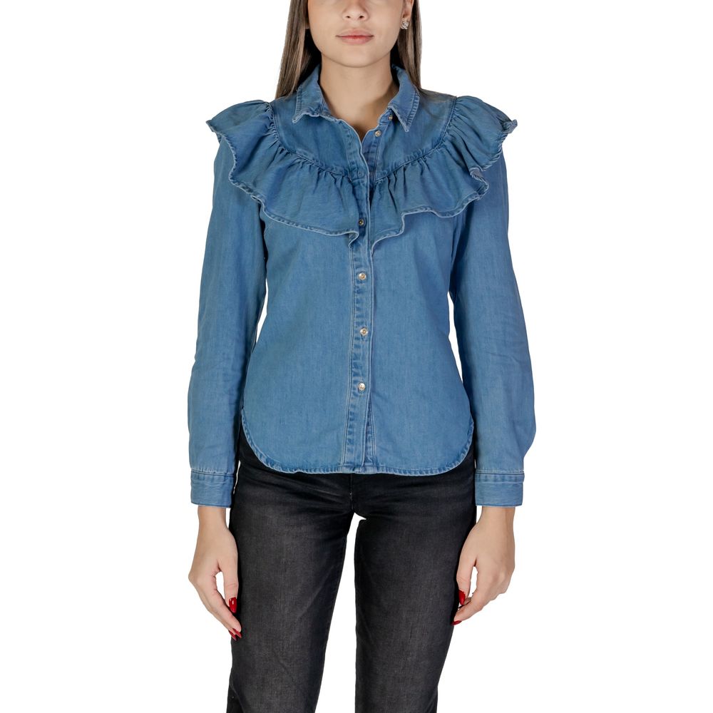 Only Blaue Baumwollbluse