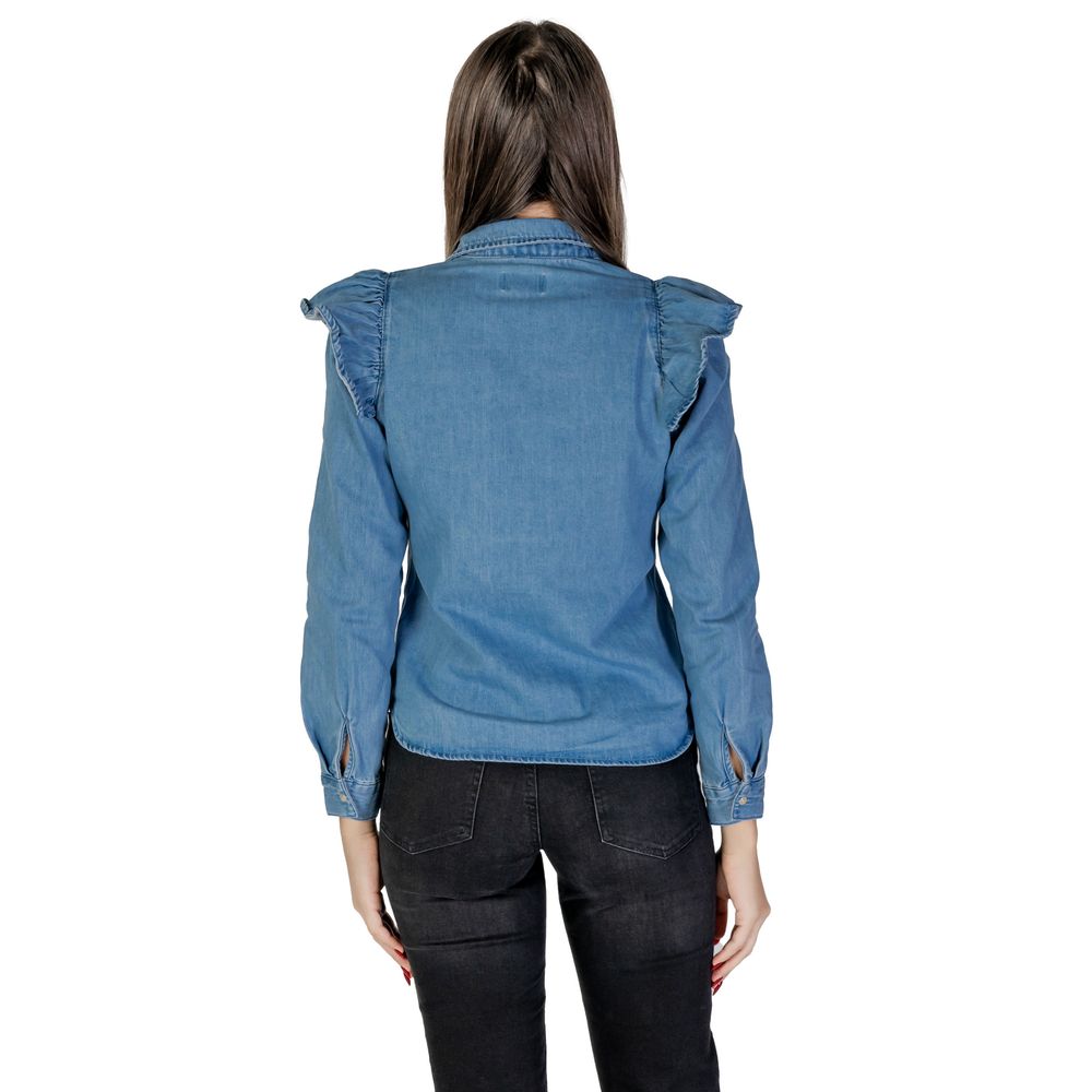 Only Blaue Baumwollbluse
