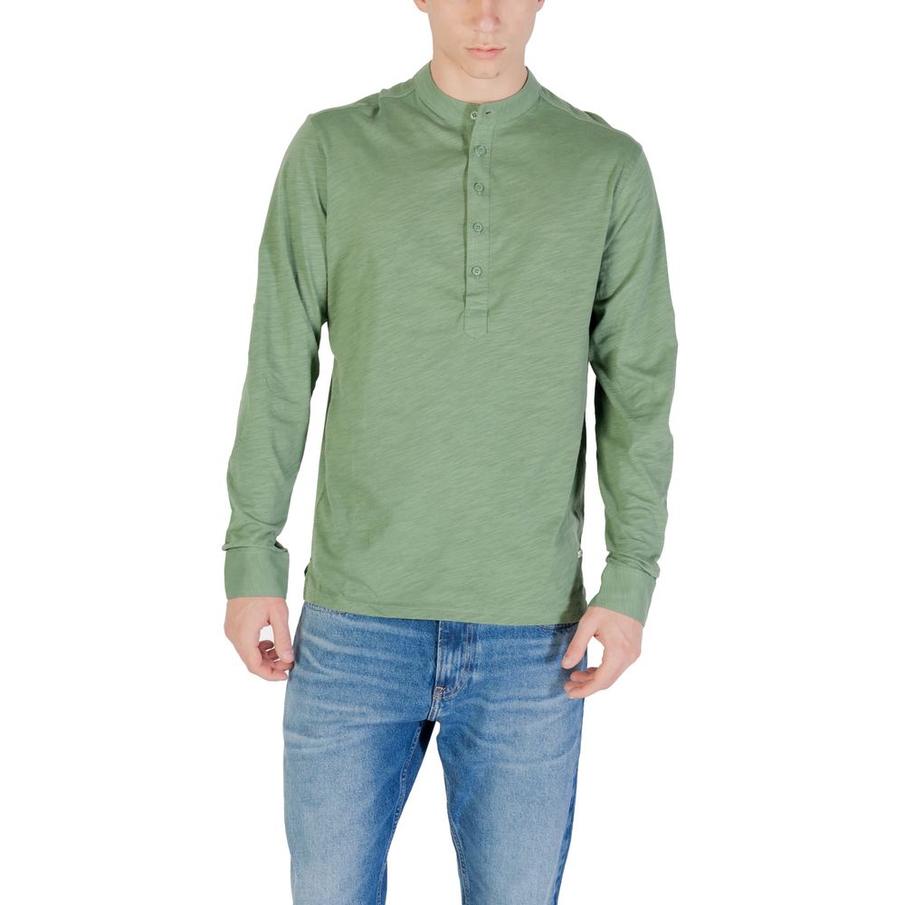 Gianni Lupo Grünes Baumwoll-Langarmshirt