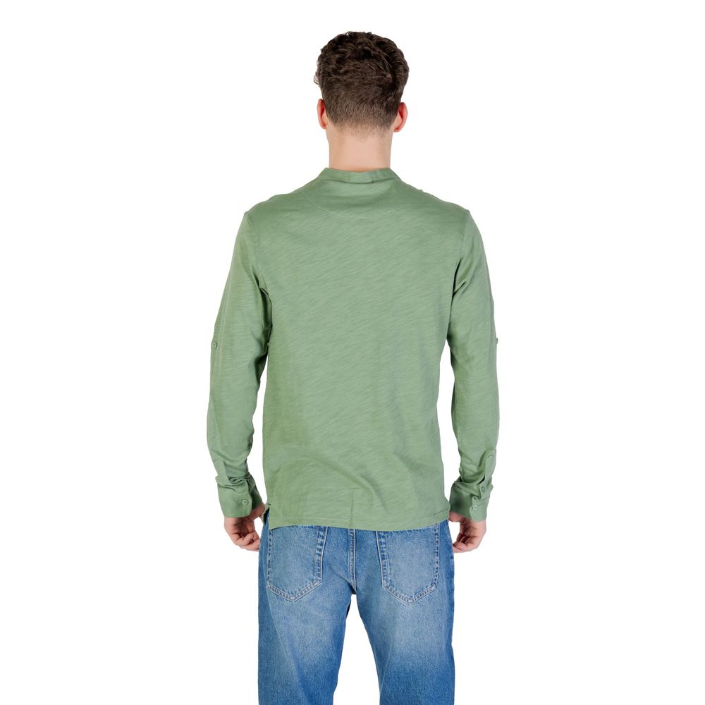 Gianni Lupo Grünes Baumwoll-Langarmshirt