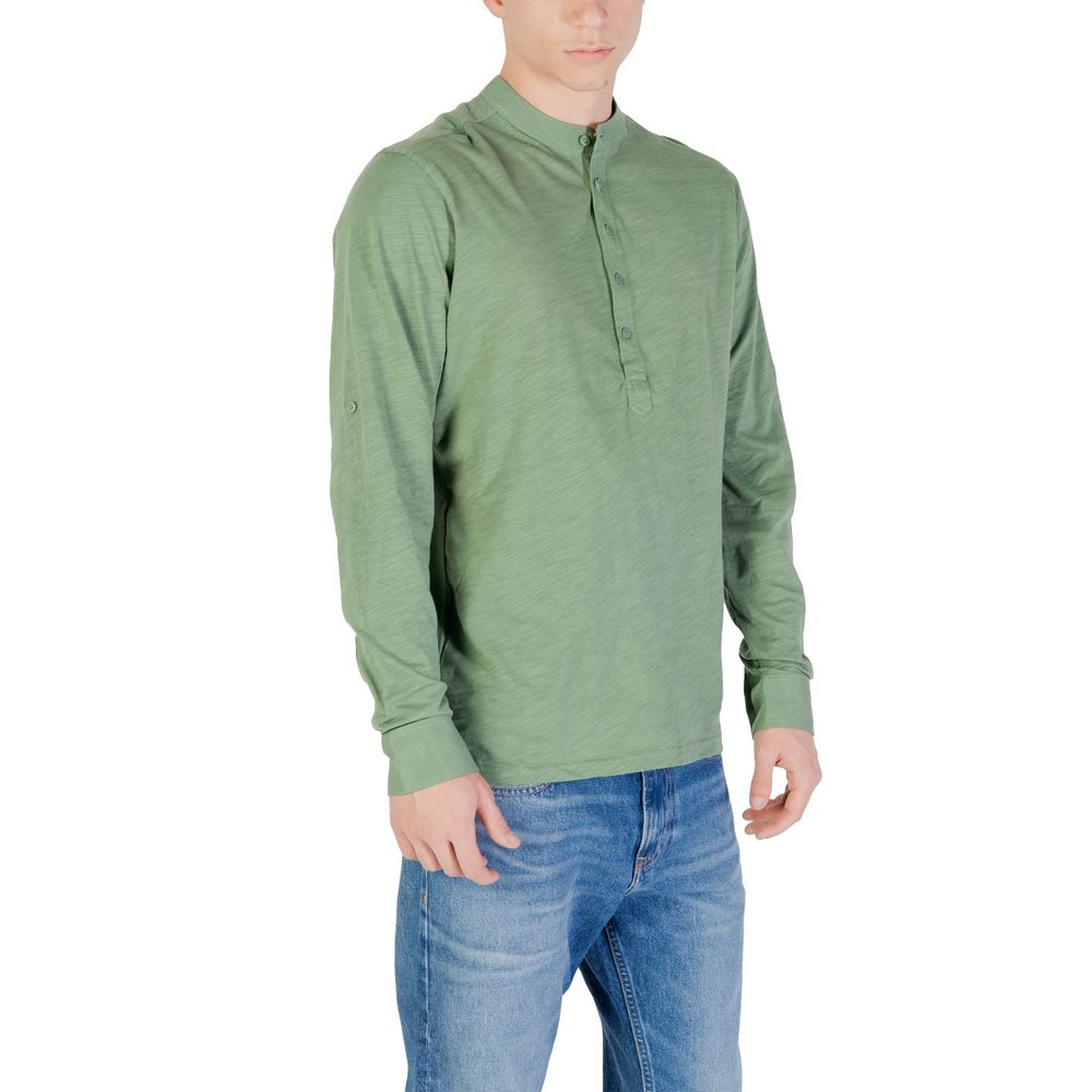 Gianni Lupo Grünes Baumwoll-Langarmshirt