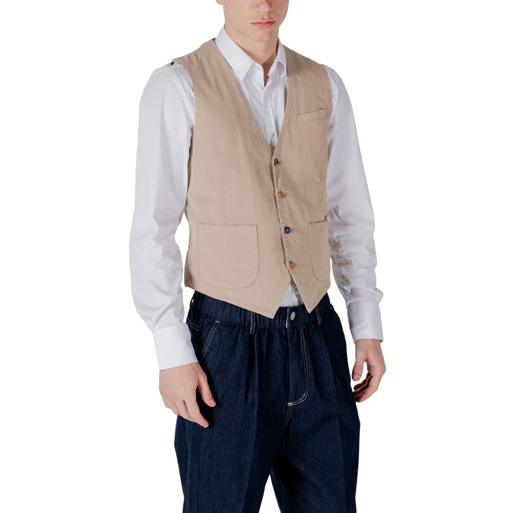 Gianni Lupo Beigefarbene Baumwollweste
