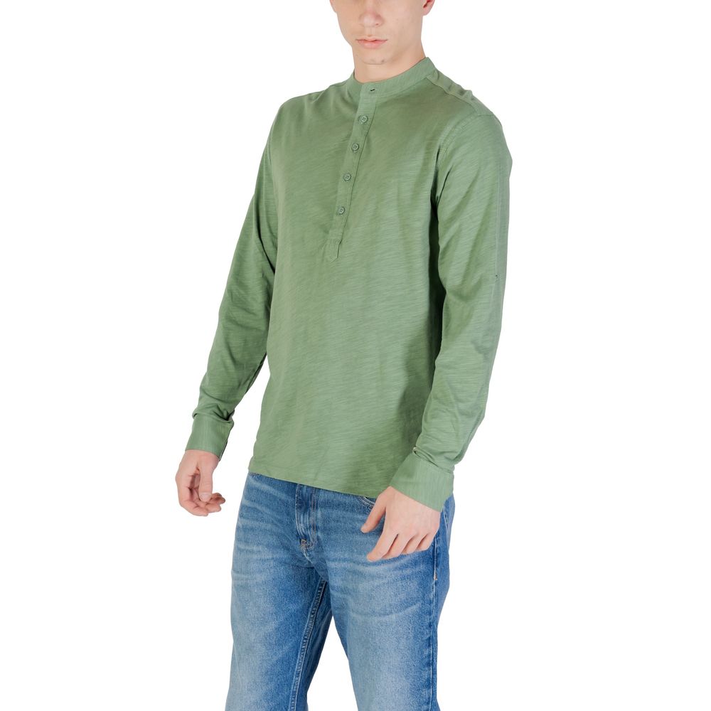 Gianni Lupo Grünes Baumwoll-Langarmshirt
