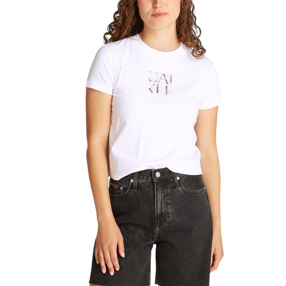 Calvin Klein Jeans Weißes T-Shirt aus recycelter Baumwolle