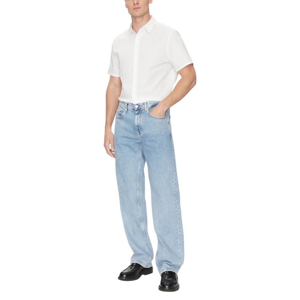 Calvin Klein Weißes Kurzarmhemd aus Bio-Baumwolle