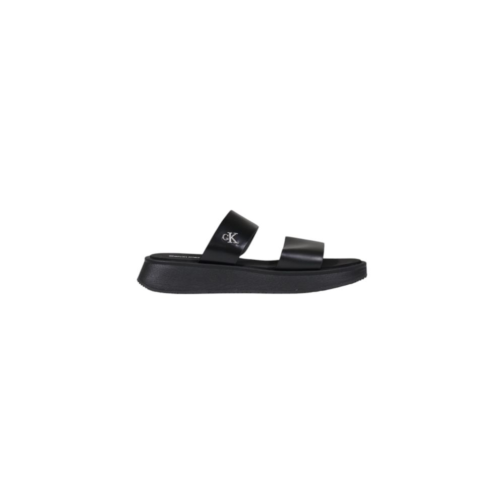 Calvin Klein Jeans Schwarze Leder-Sandale