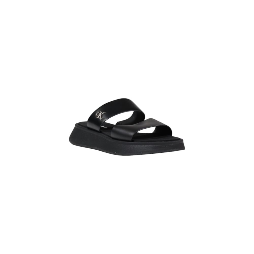 Calvin Klein Jeans Schwarze Leder-Sandale