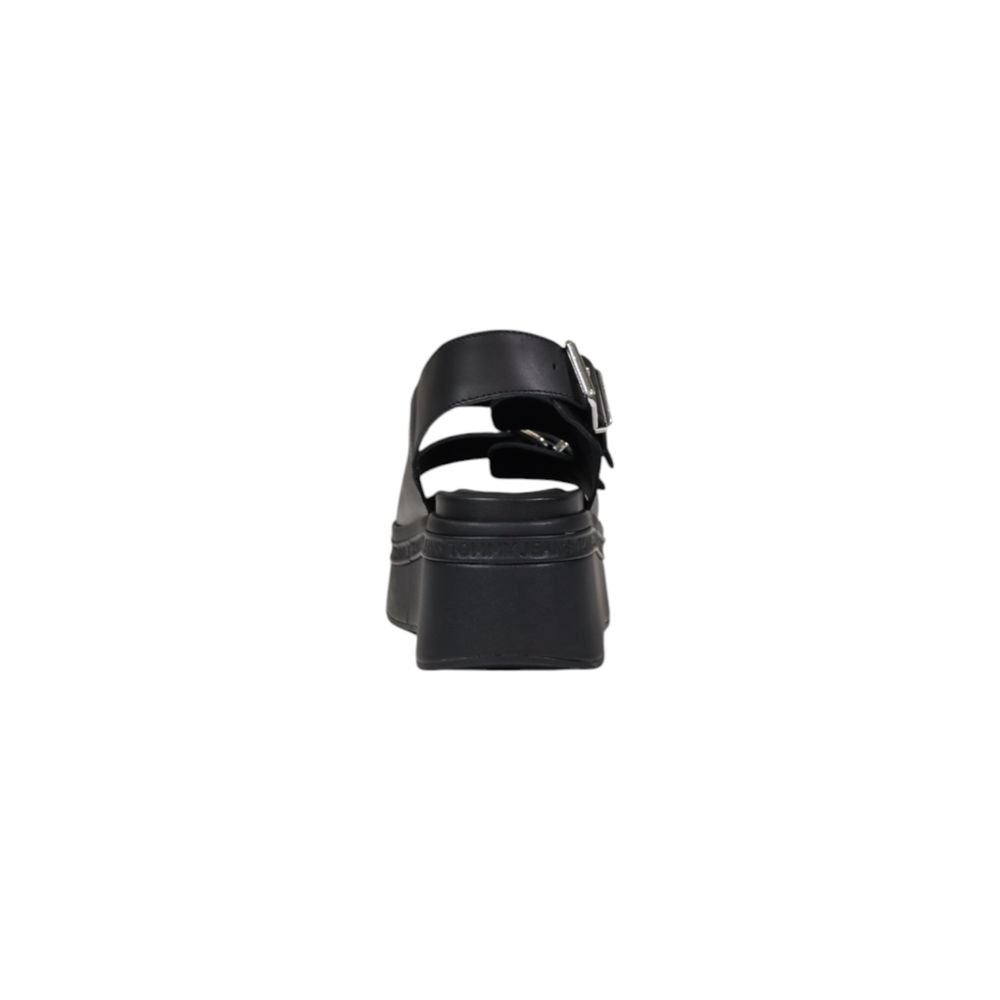 Tommy Hilfiger Jeans Schwarze Leder-Sandale