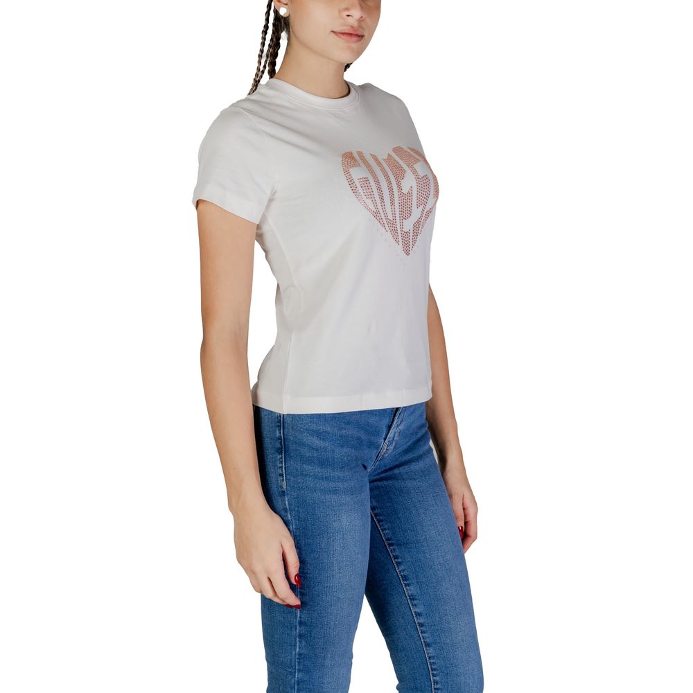 Guess Active T-Shirt aus cremefarbener Baumwolle