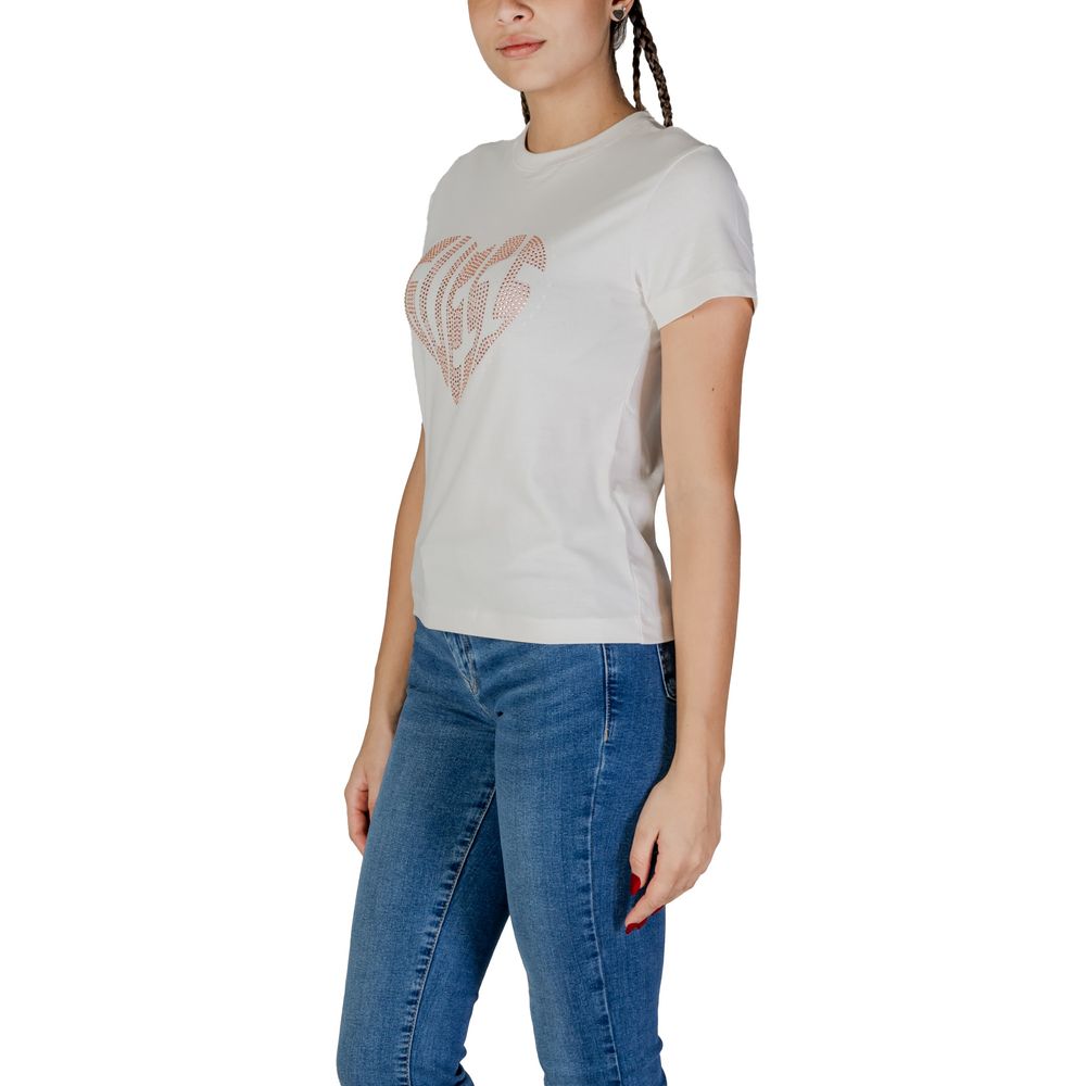 Guess Active T-Shirt aus cremefarbener Baumwolle