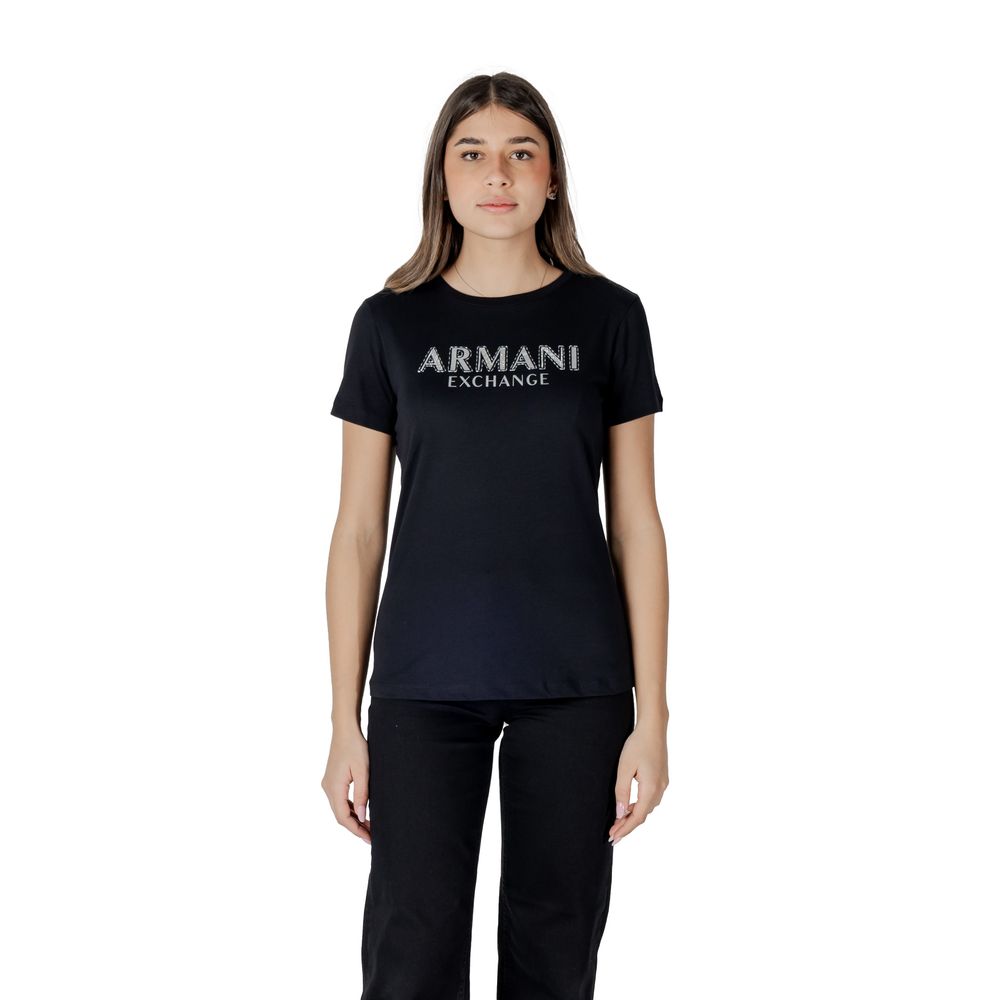 Armani Exchange Schwarzes Langarm-T-Shirt aus Baumwolle