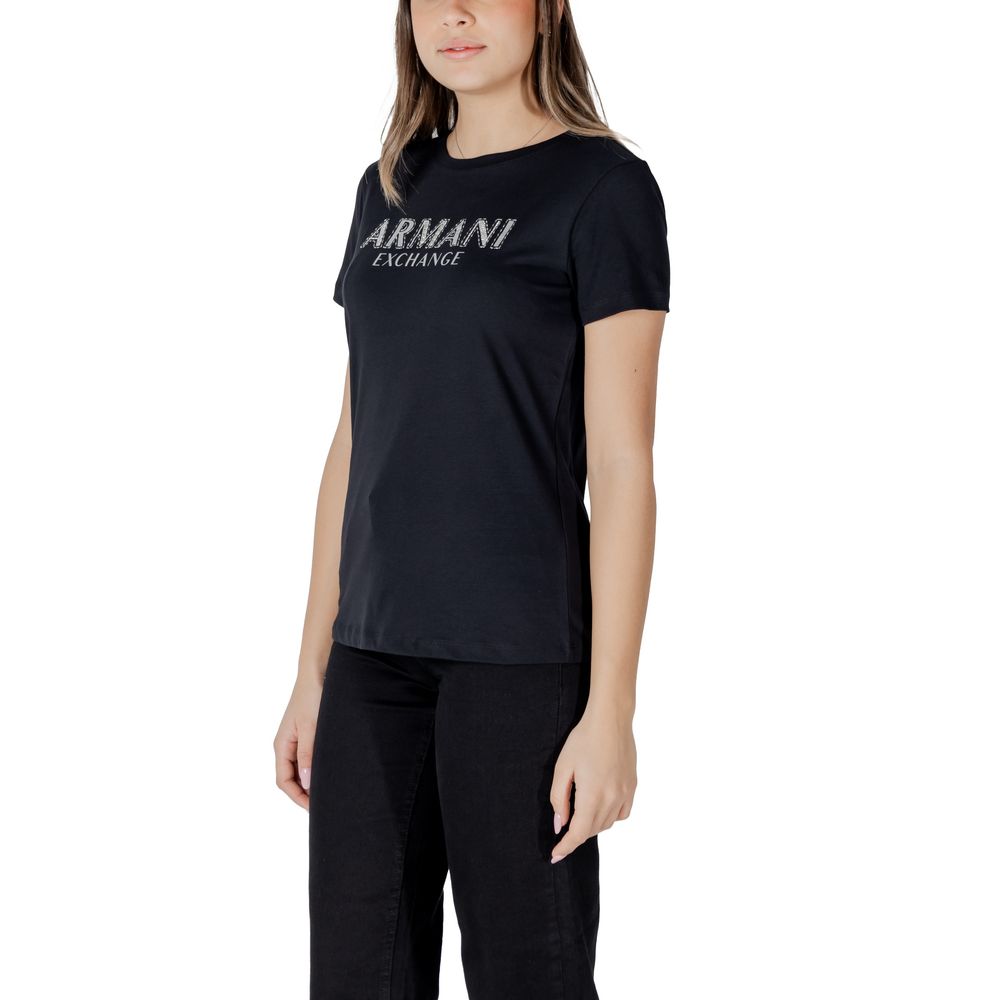 Armani Exchange Schwarzes Langarm-T-Shirt aus Baumwolle