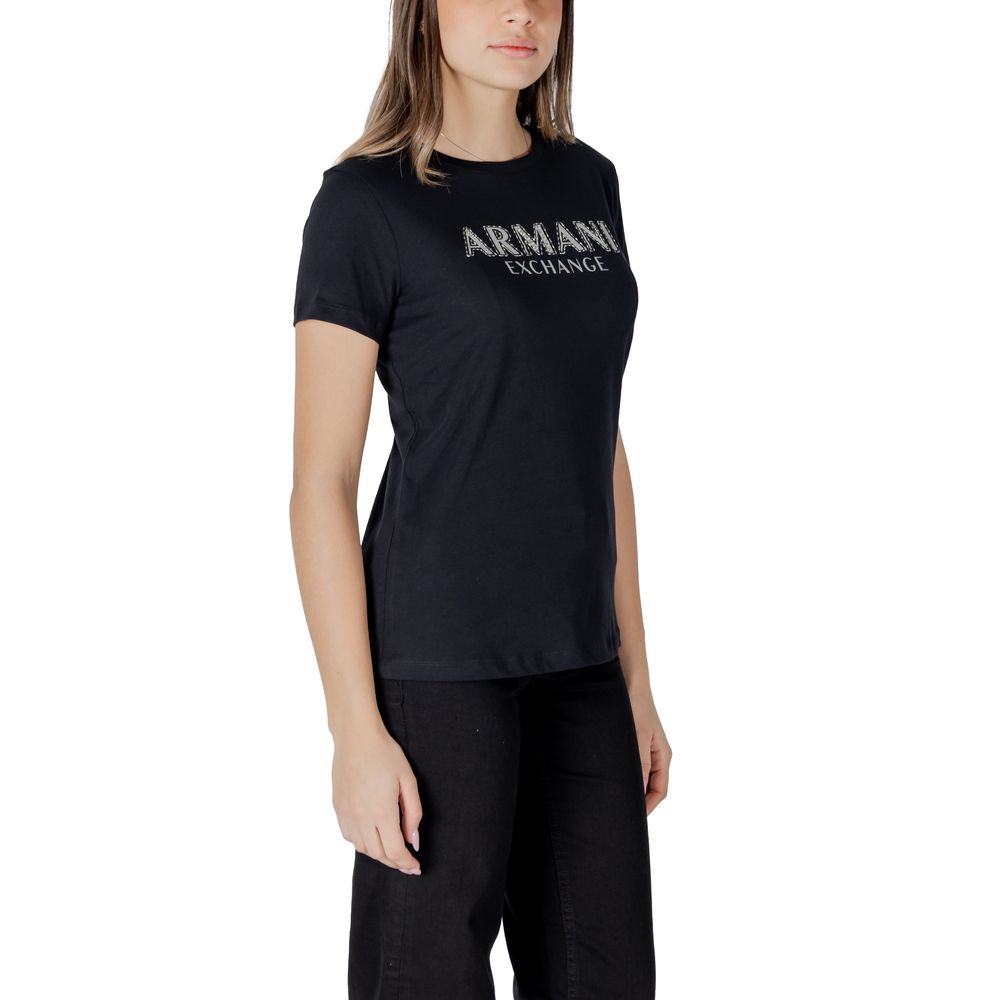 Armani Exchange Schwarzes Langarm-T-Shirt aus Baumwolle