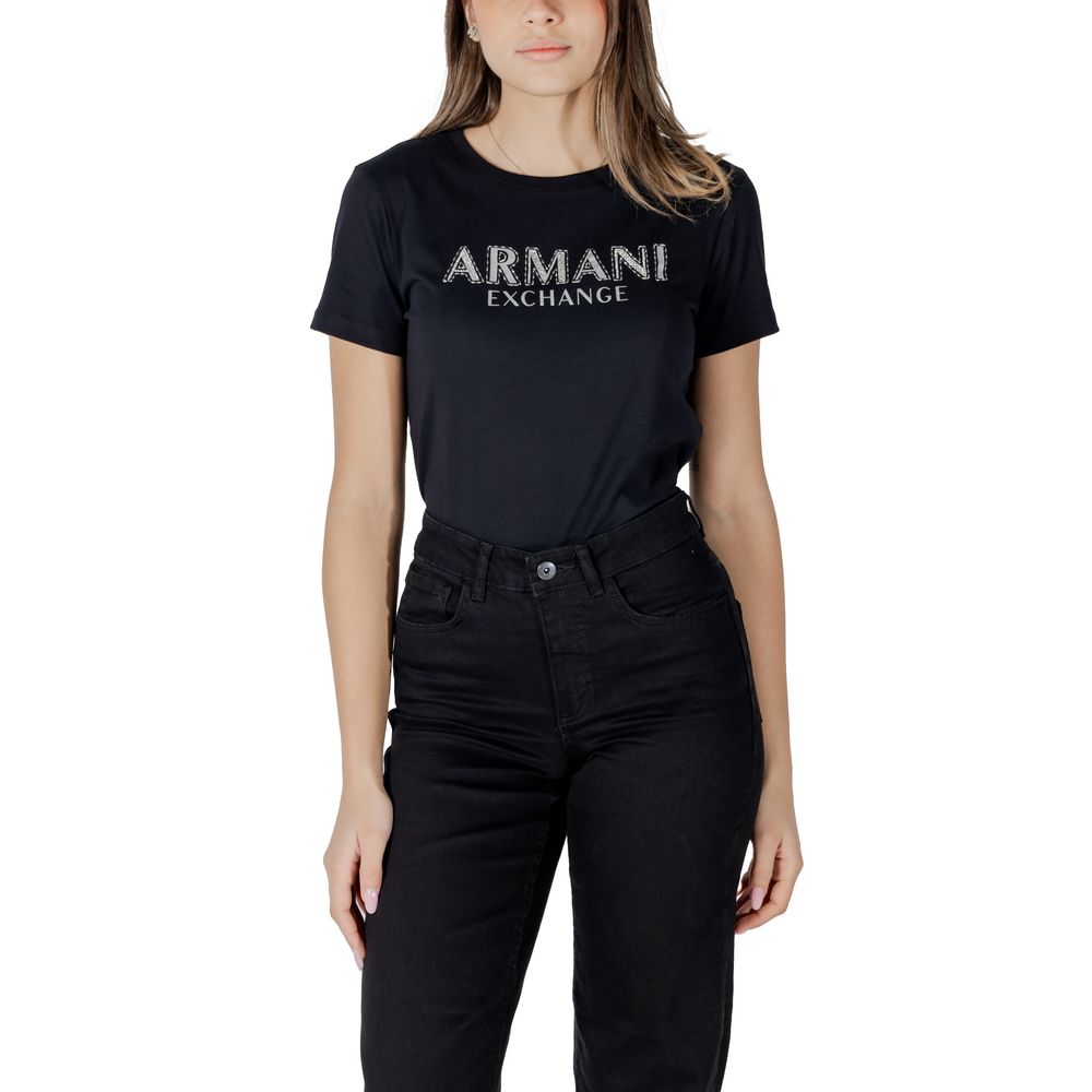 Armani Exchange Schwarzes Langarm-T-Shirt aus Baumwolle