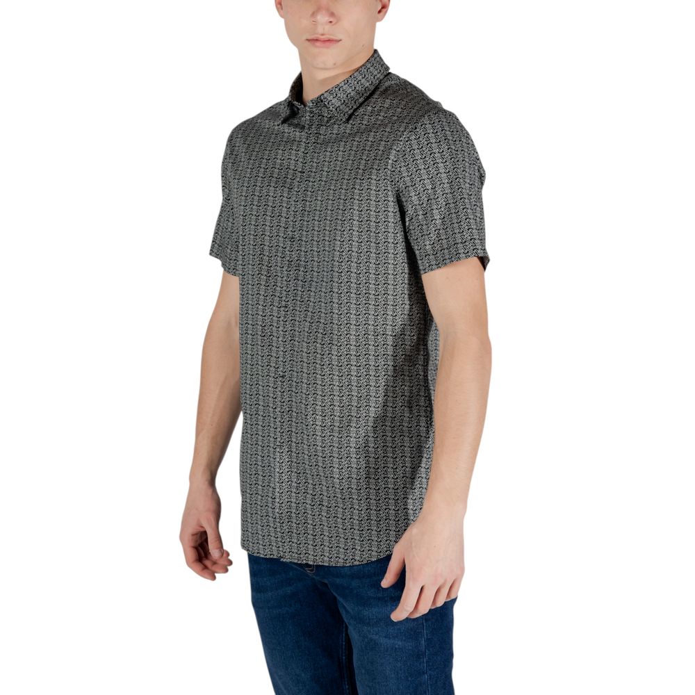 Armani Exchange Schwarzes Baumwoll-Kurzarmhemd