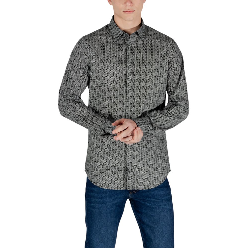 Armani Exchange Schwarzes Baumwollhemd mit Muster