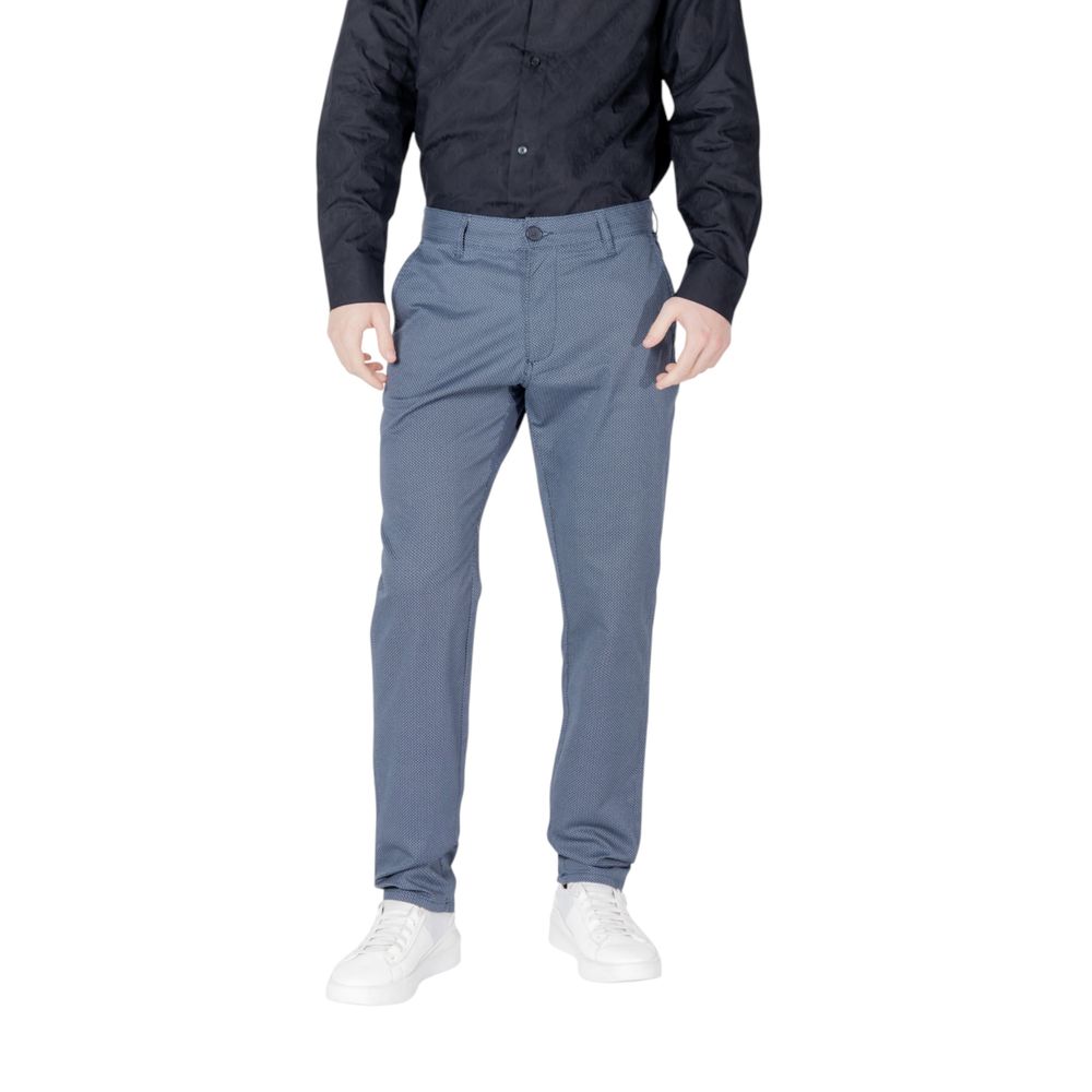Armani Exchange Blue Cotton Skinny Trousers