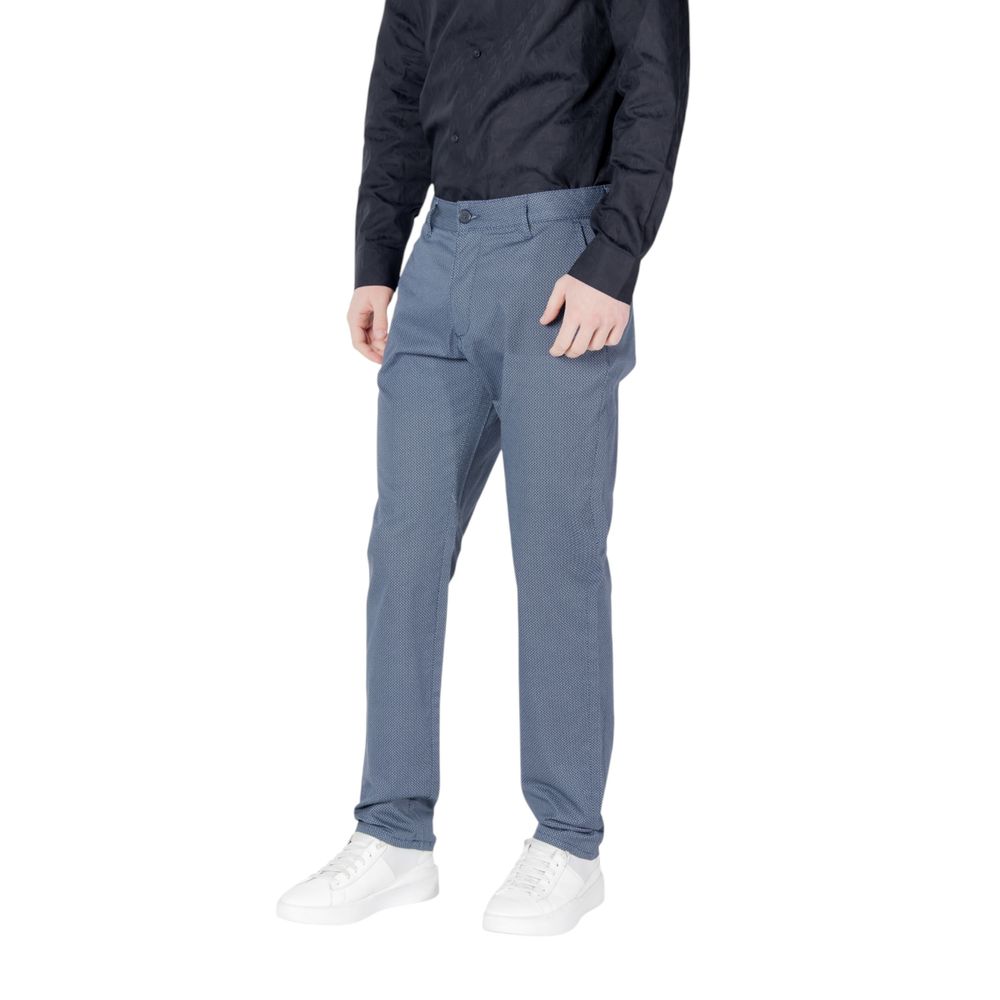 Armani Exchange Blue Cotton Skinny Trousers