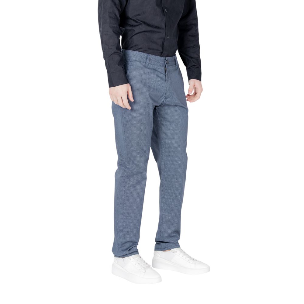 Armani Exchange Blue Cotton Skinny Trousers
