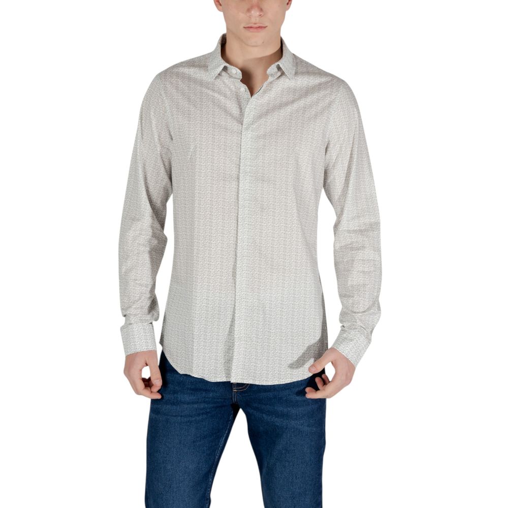 Armani Exchange Cremefarbenes Baumwollhemd