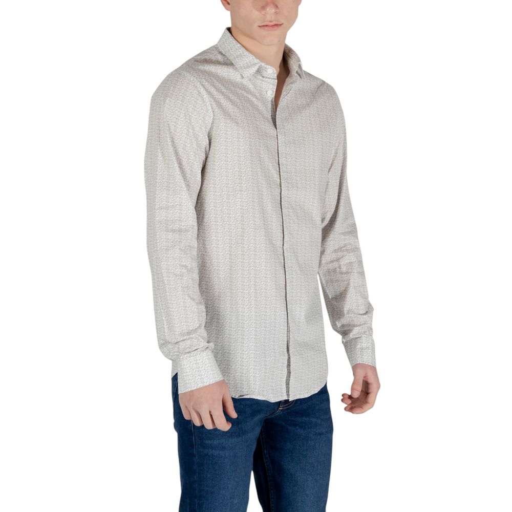 Armani Exchange Cremefarbenes Baumwollhemd