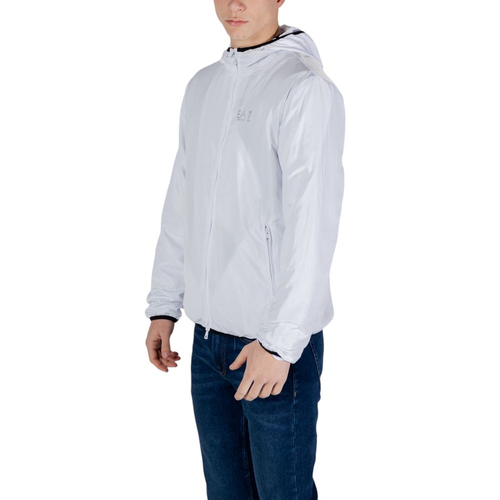 EA7 Emporio Armani Weiße Polyester-Shell-Jacke