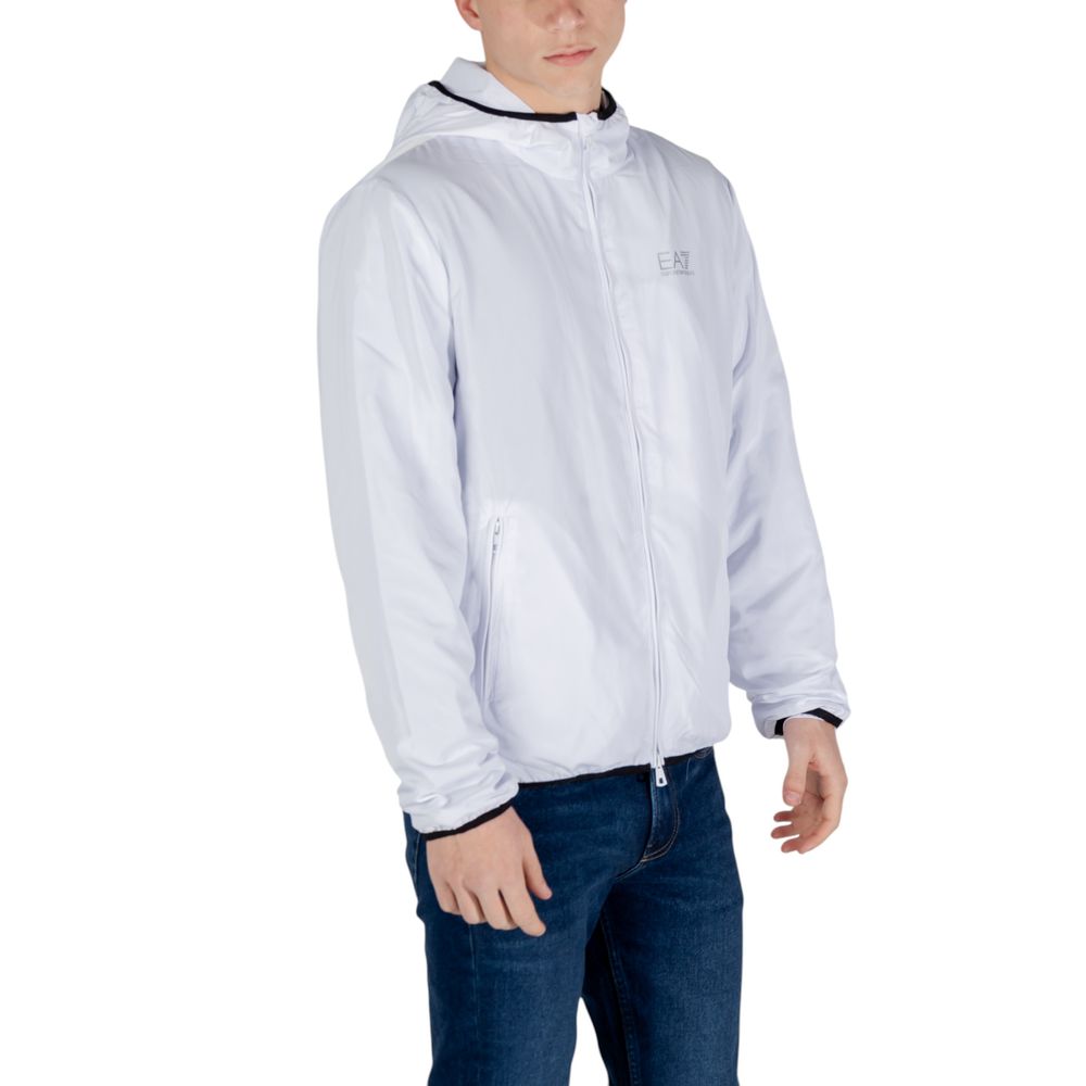 EA7 Emporio Armani Weiße Polyester-Shell-Jacke