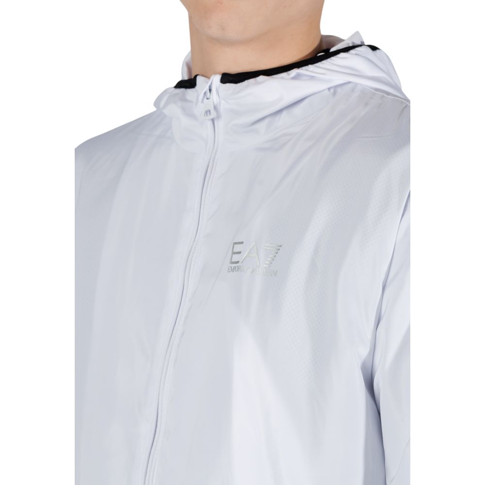 EA7 Emporio Armani Weiße Polyester-Shell-Jacke