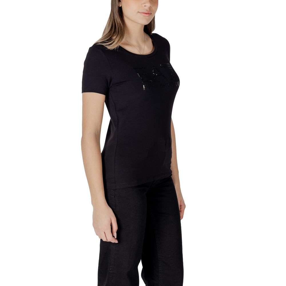 EA7 Emporio Armani Schwarzes Baumwoll-T-Shirt