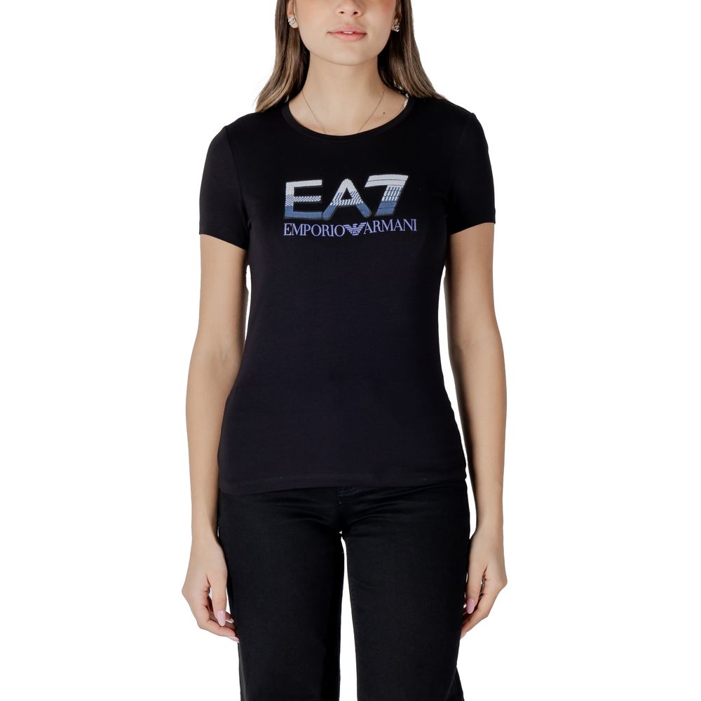 EA7 Emporio Armani Schwarzes T-Shirt aus Baumwolle