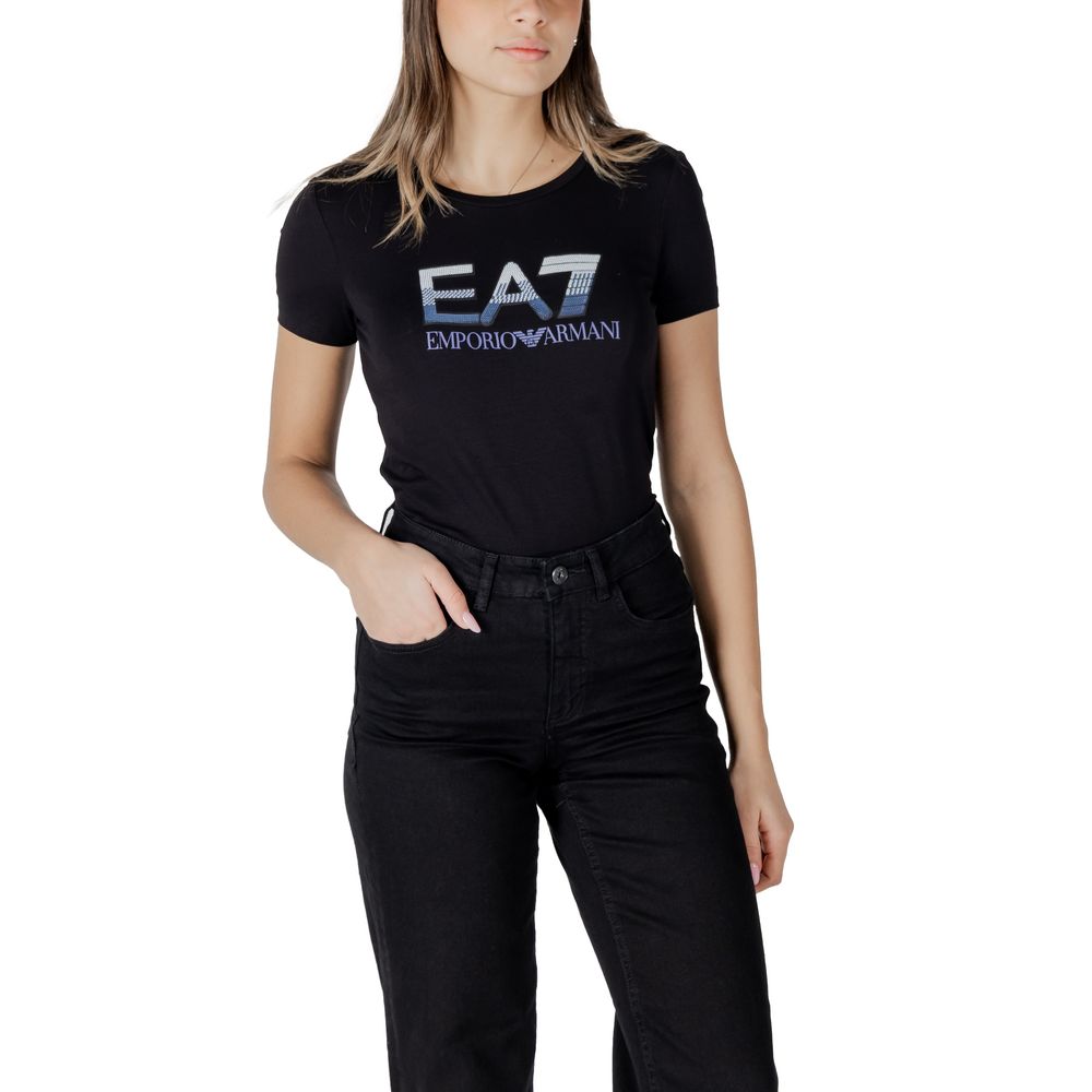 EA7 Emporio Armani Schwarzes T-Shirt aus Baumwolle