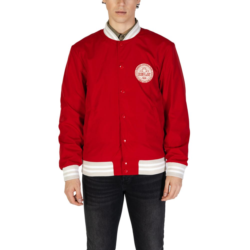 Replay Rote Baumwoll-Bomberjacke