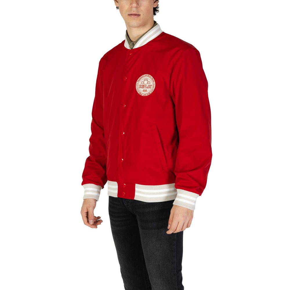 Replay Rote Baumwoll-Bomberjacke